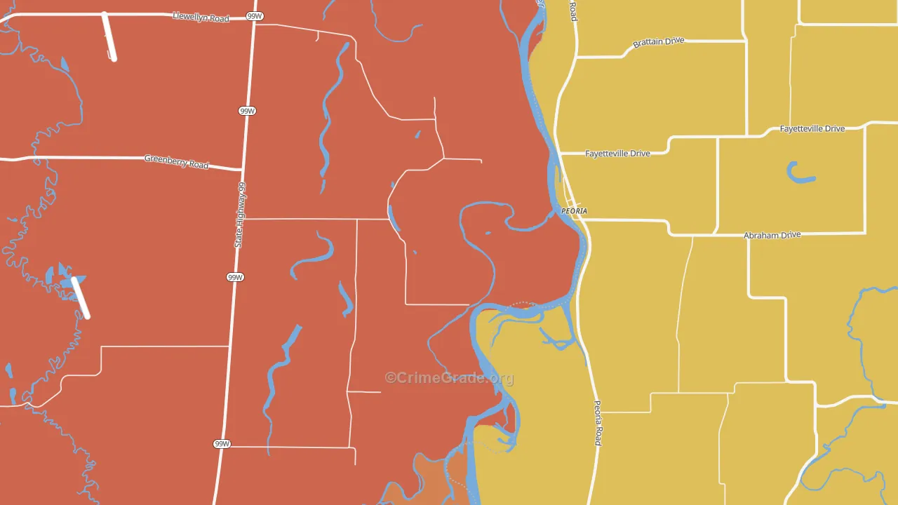 Peoria, OR Map of Murder Rates