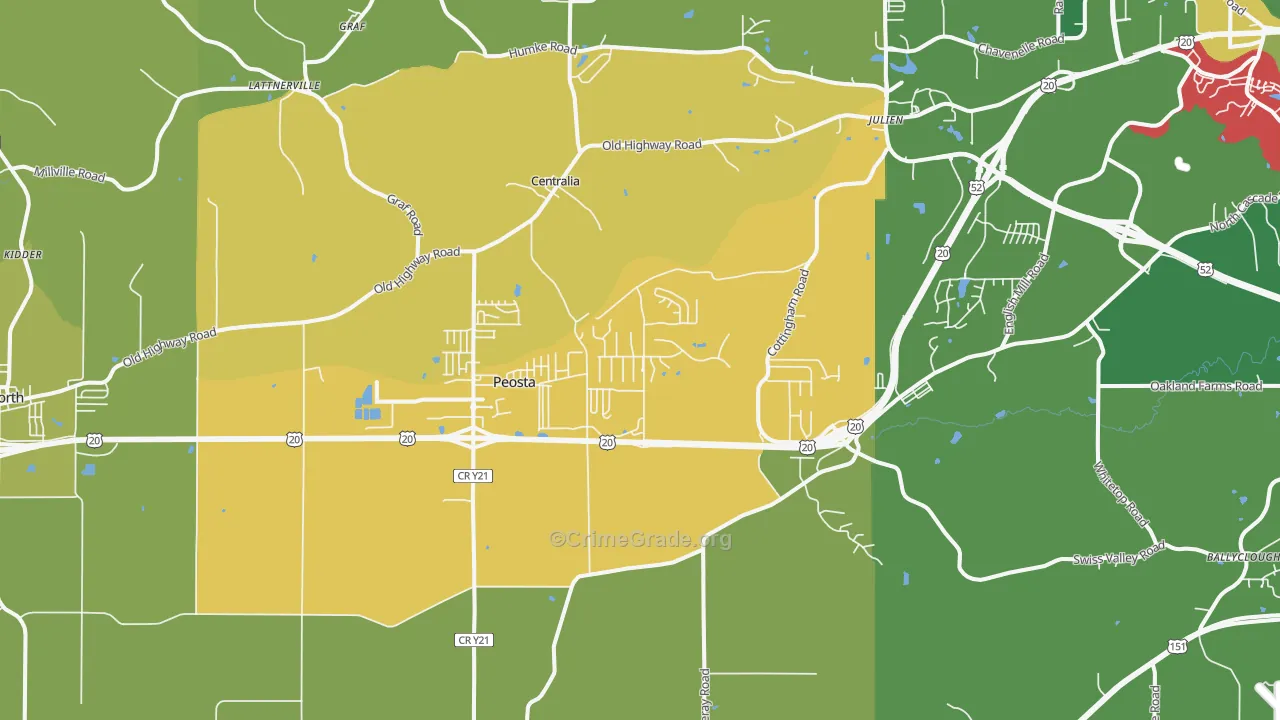 Peosta, IA Map of Murder Rates