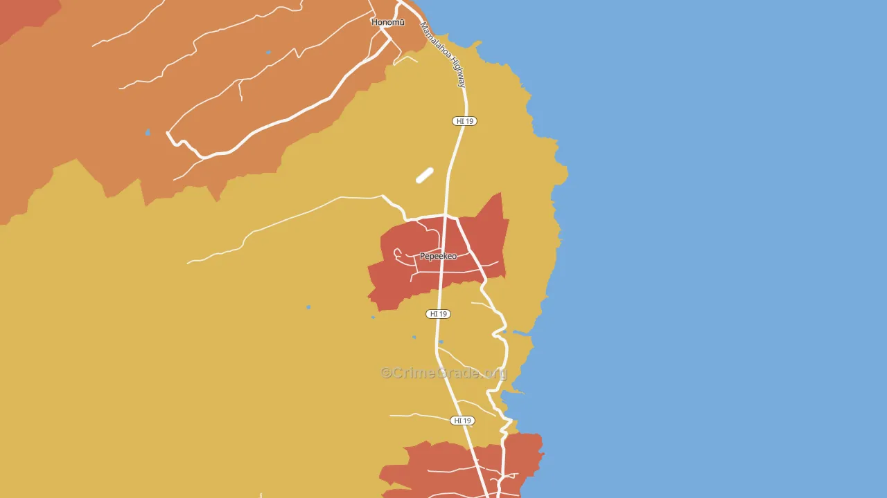 Pepeekeo, HI Map of Murder Rates