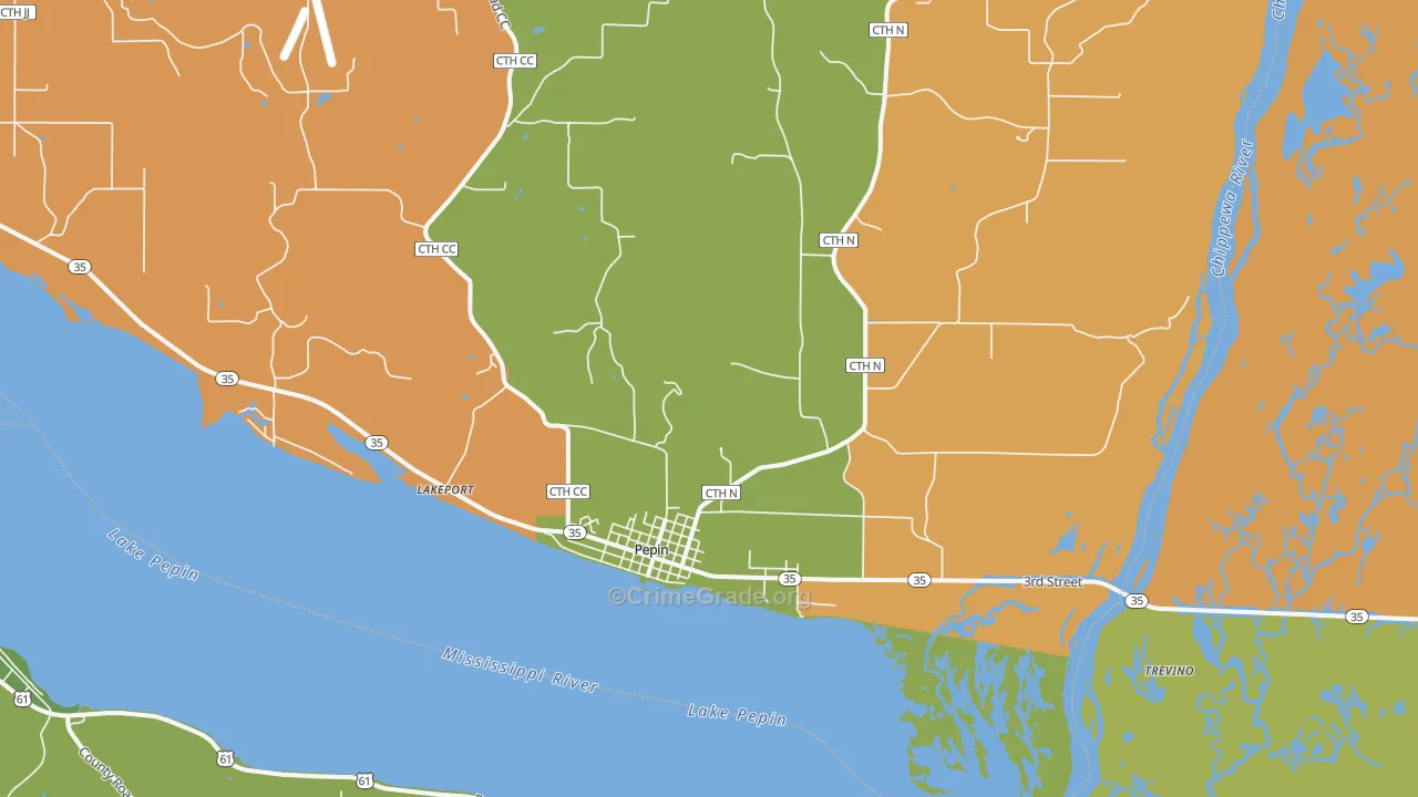 Pepin, WI Map of Murder Rates