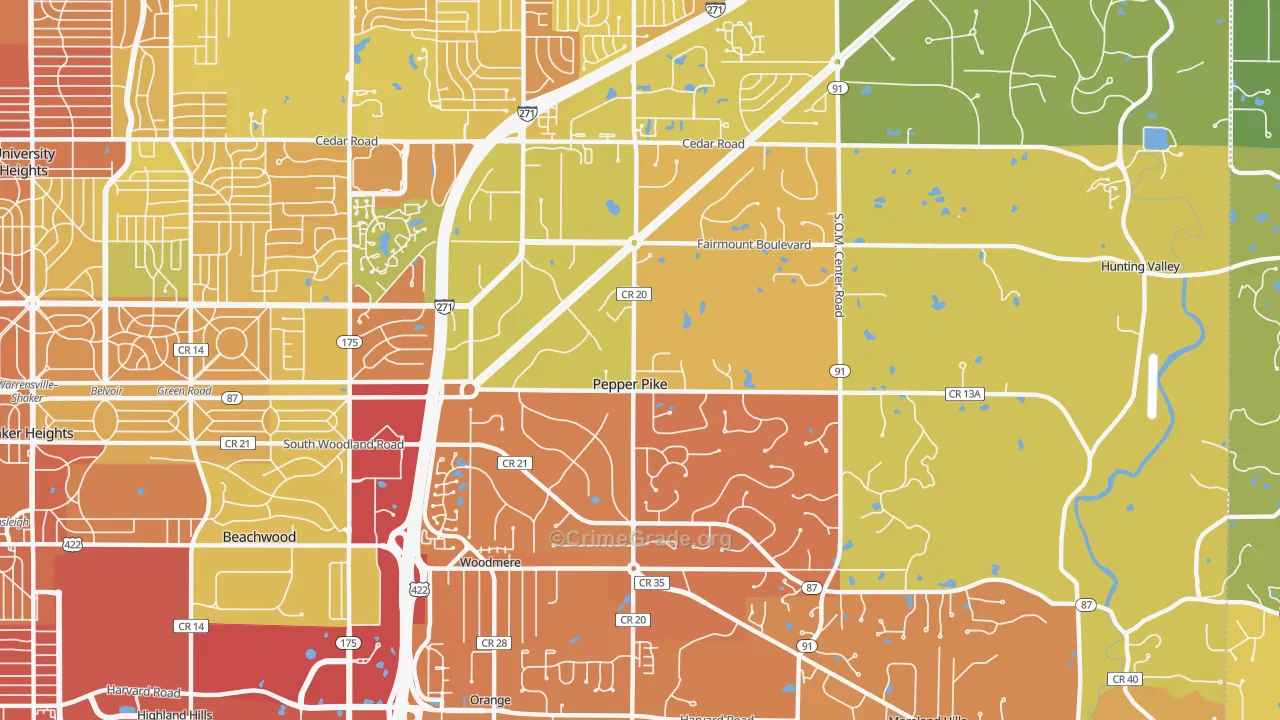 Pepper Pike, OH Map of Murder Rates