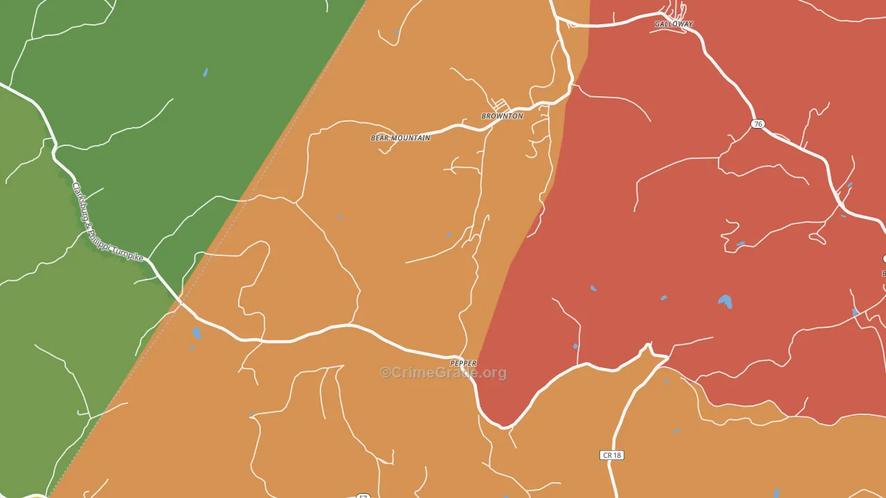 Pepper, WV Map of Murder Rates