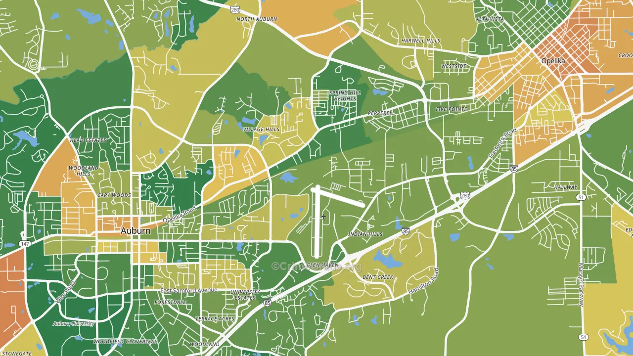 Pepperell, AL Map of Murder Rates