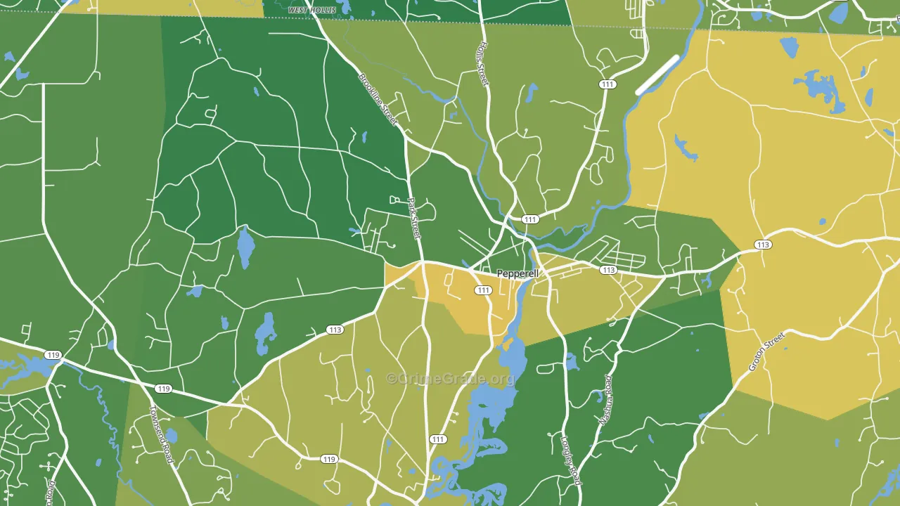 Pepperell, MA Map of Murder Rates