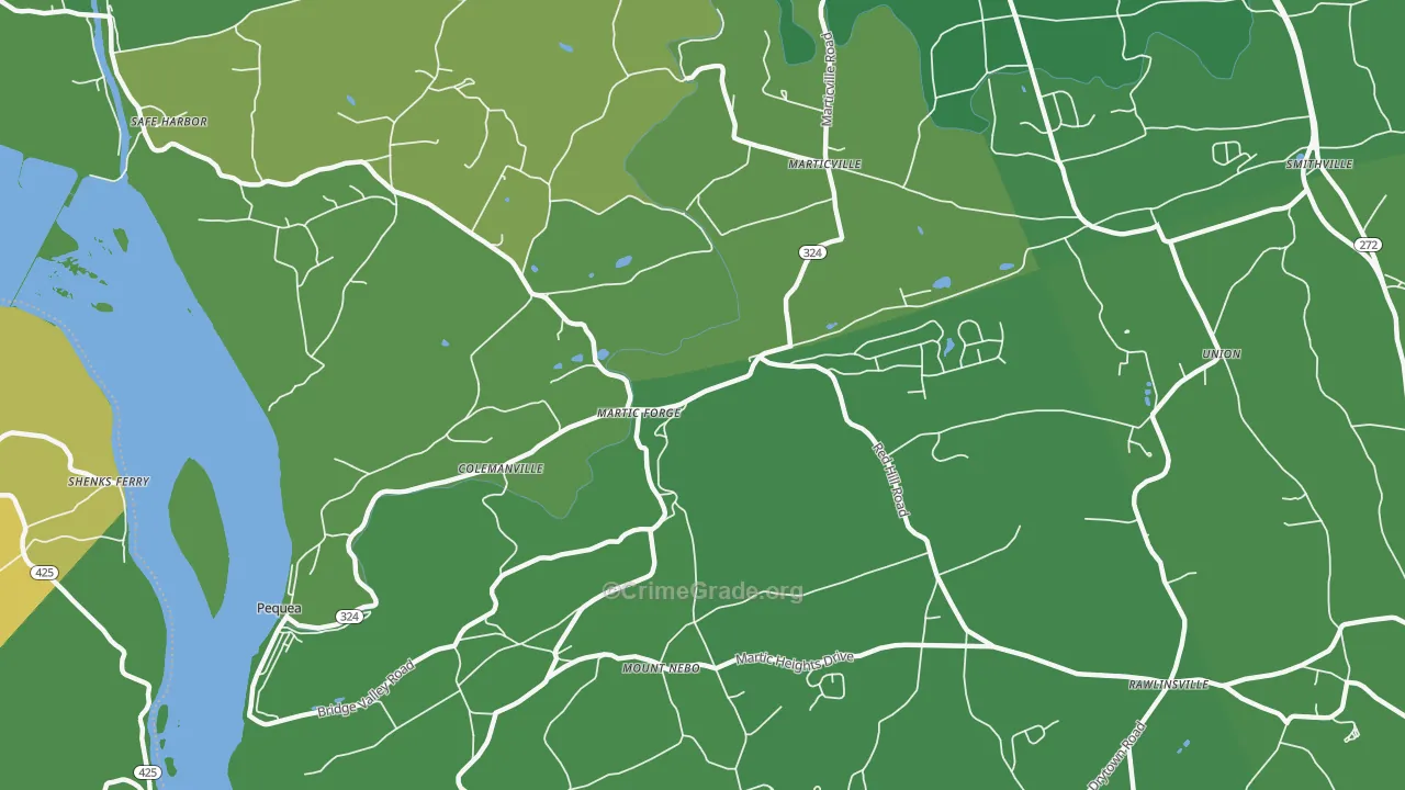 Pequea, PA Map of Murder Rates