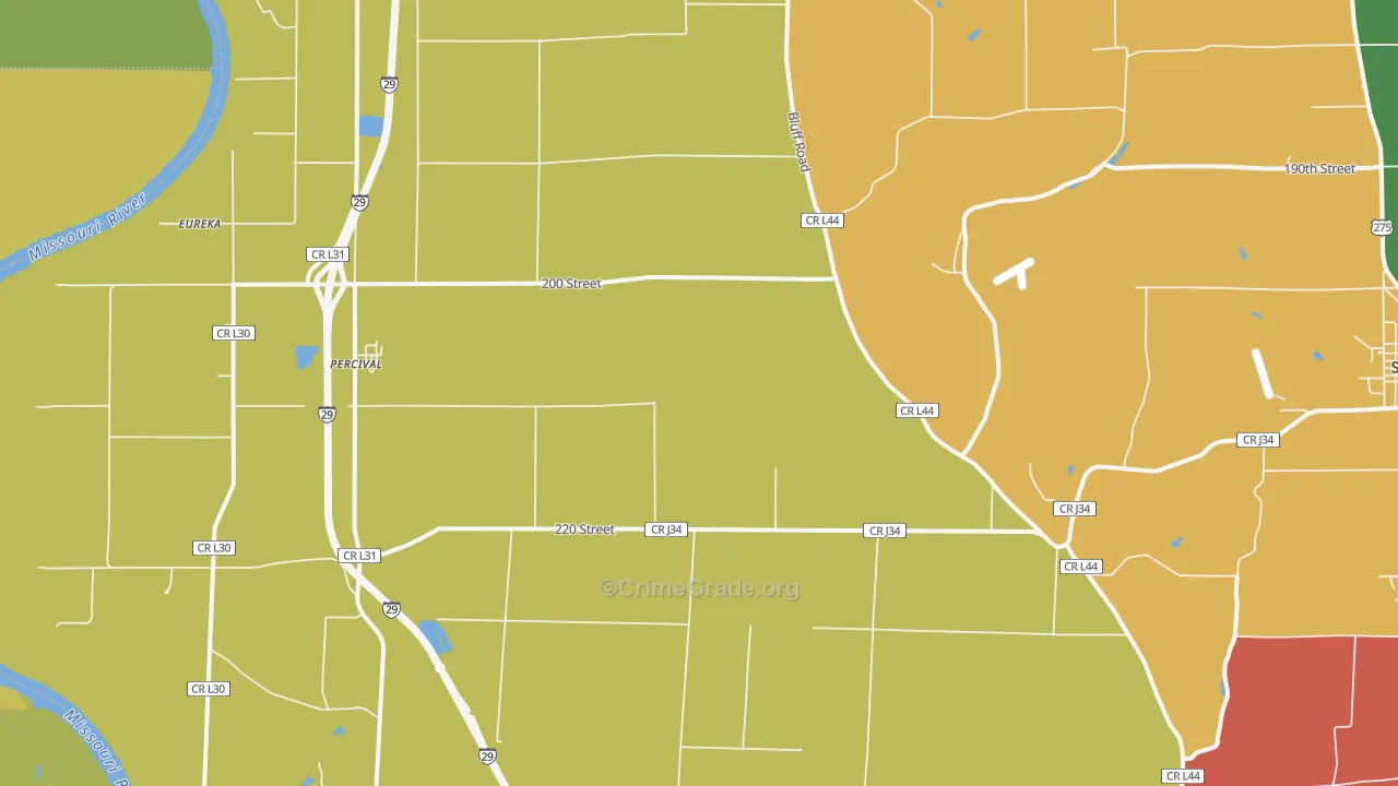 Percival, IA Map of Murder Rates
