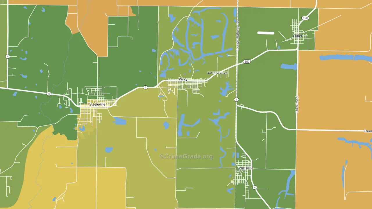 Percy, IL Map of Murder Rates