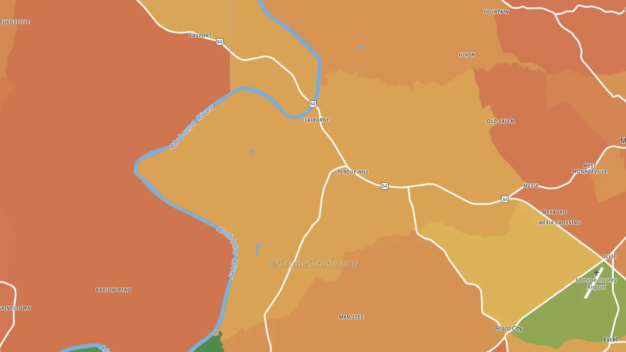 Perdue Hill, AL Map of Murder Rates