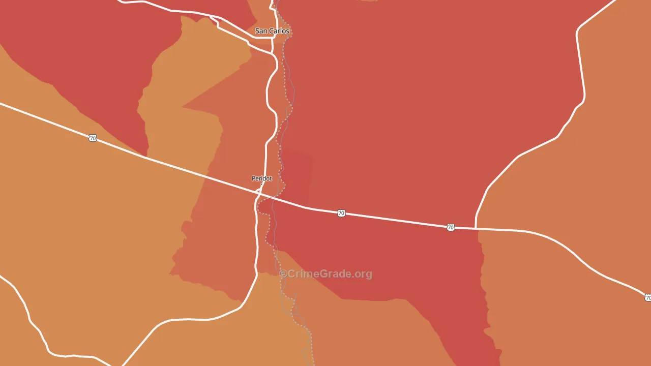 Peridot, AZ Map of Murder Rates