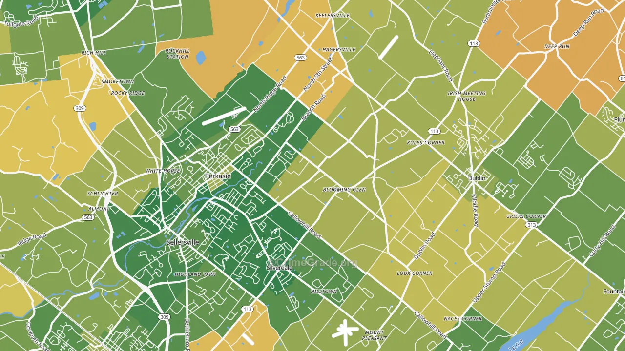 Perkasie, PA Map of Murder Rates