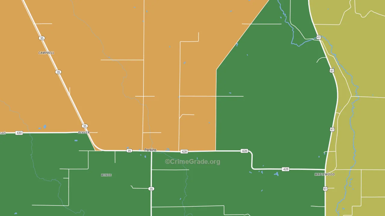 Perkins, MI Map of Murder Rates