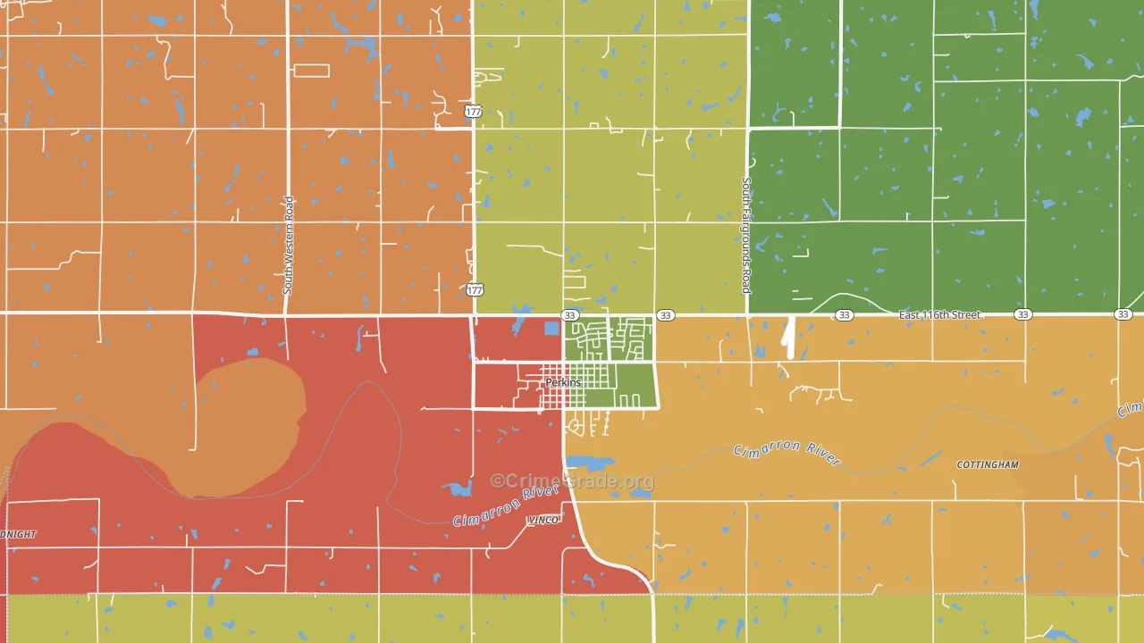 Perkins, OK Map of Murder Rates