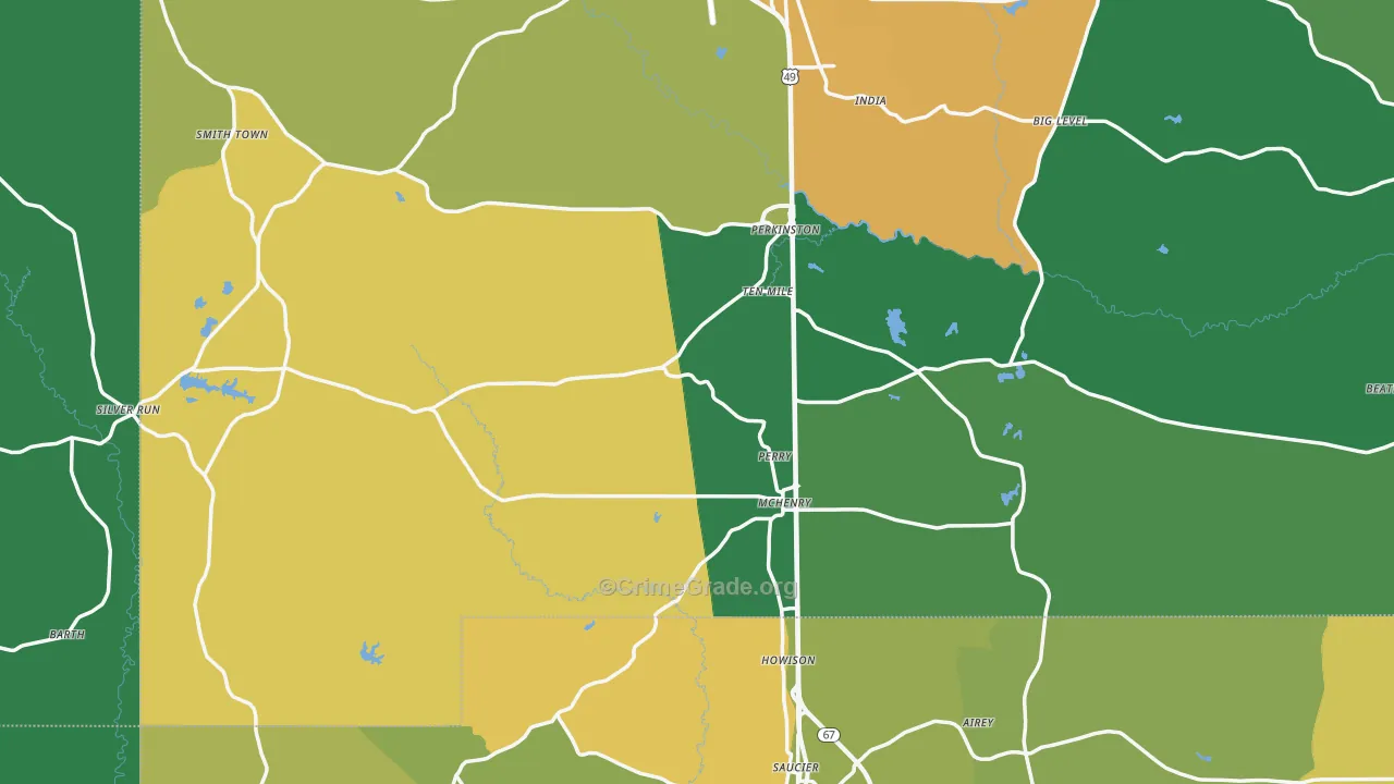 Perkinston, MS Map of Murder Rates
