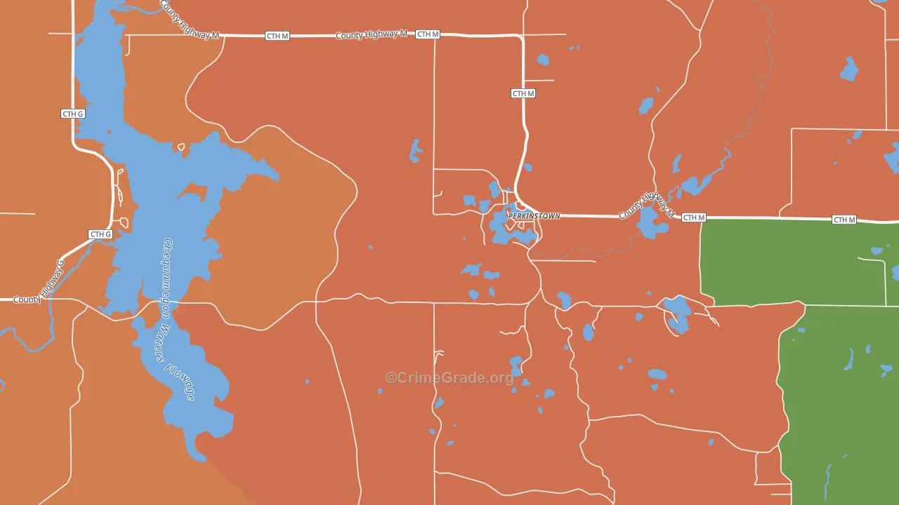 Perkinstown, WI Map of Murder Rates