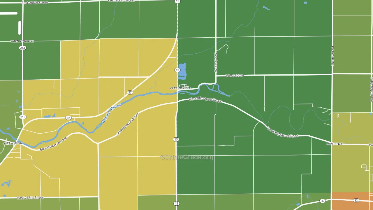 Perkinsville, IN Map of Murder Rates