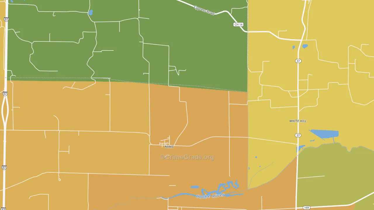 Perks, IL Map of Murder Rates