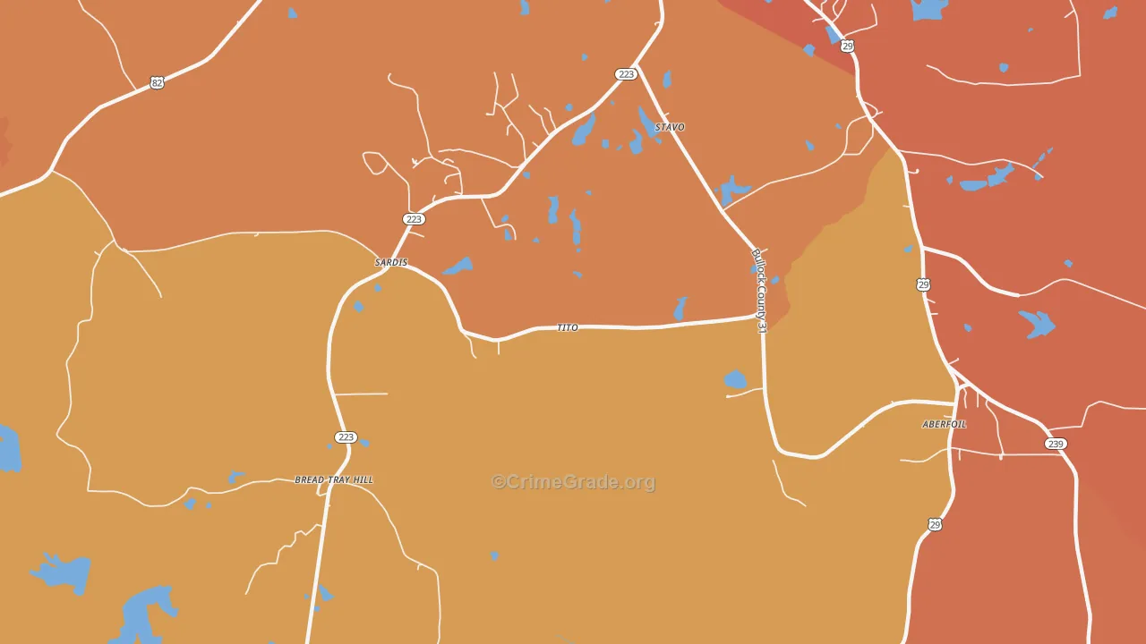 Perote, AL Map of Murder Rates