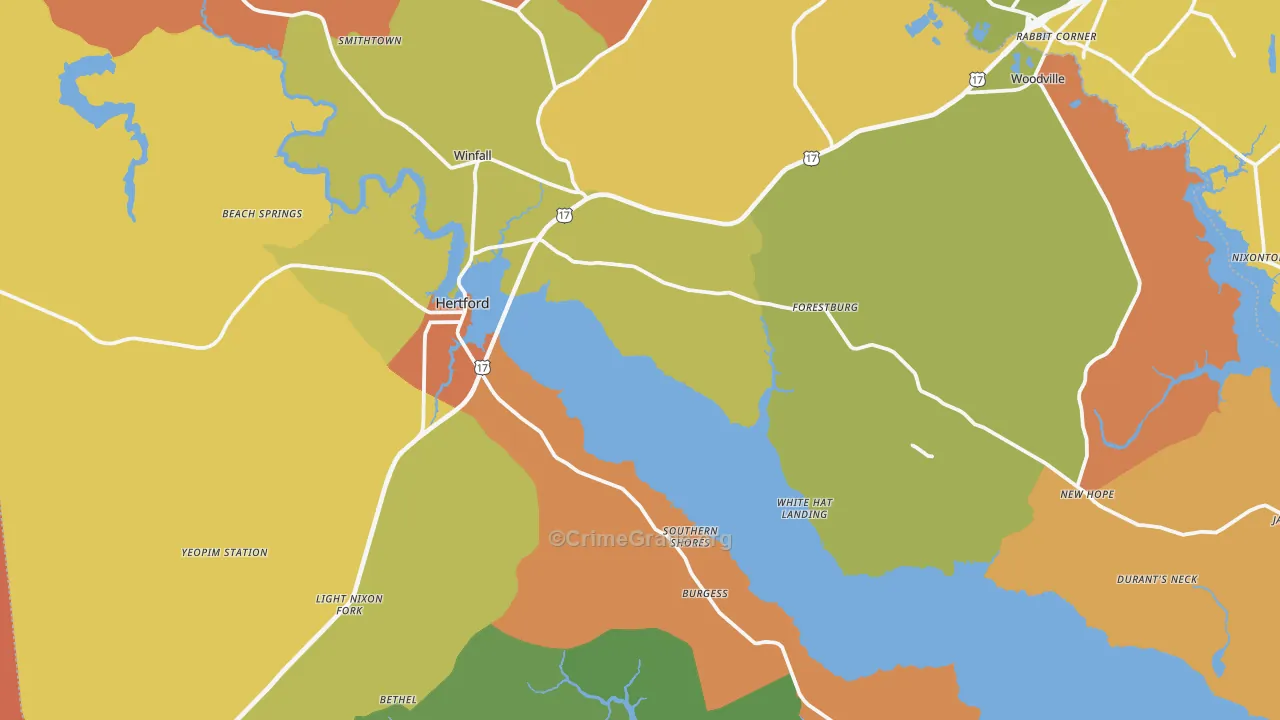 Perquimans County, NC Map of Murder Rates
