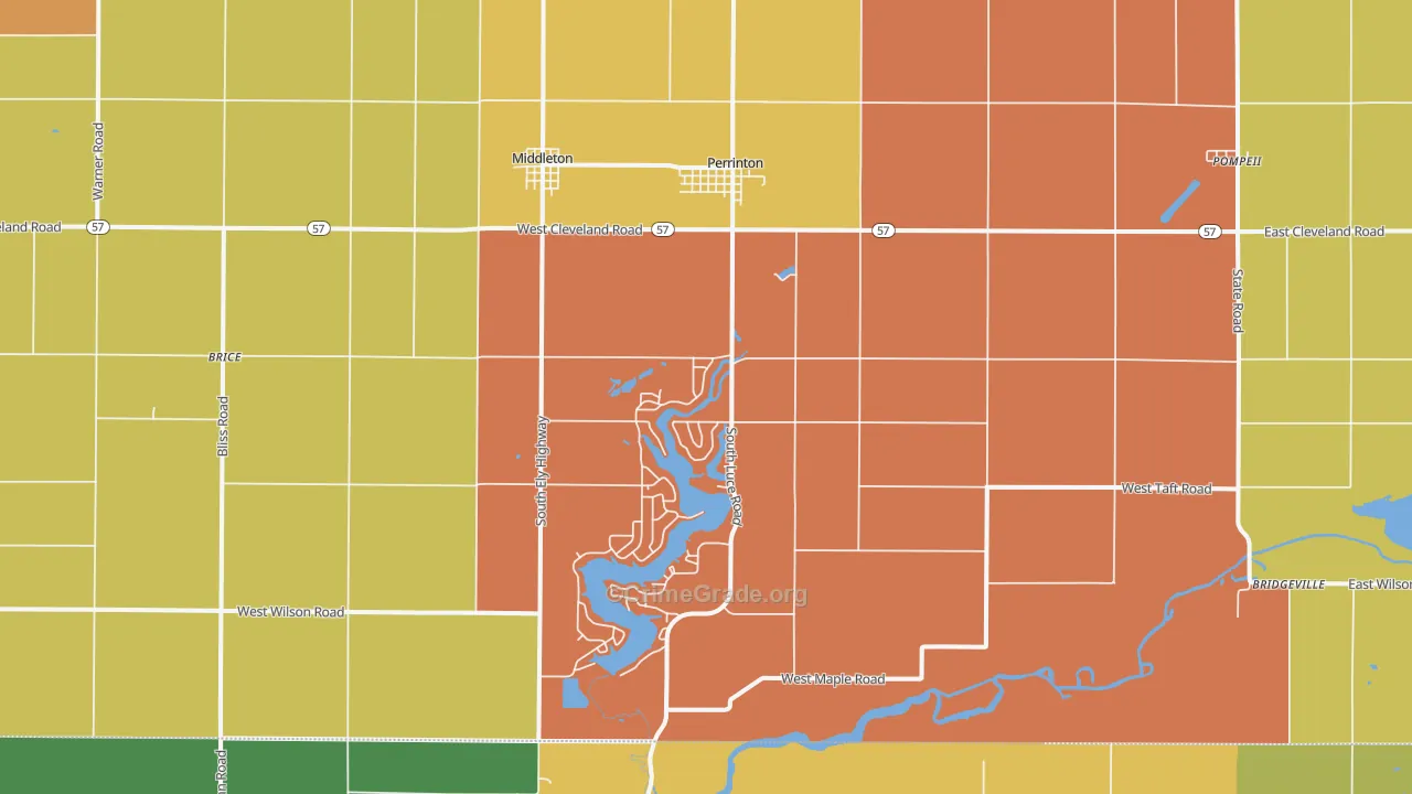 Perrinton, MI Map of Murder Rates
