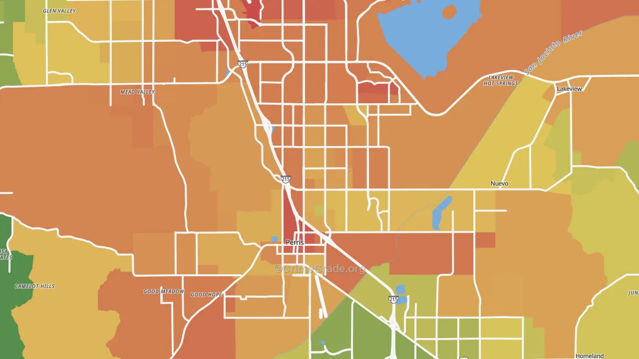Perris, CA Map of Murder Rates