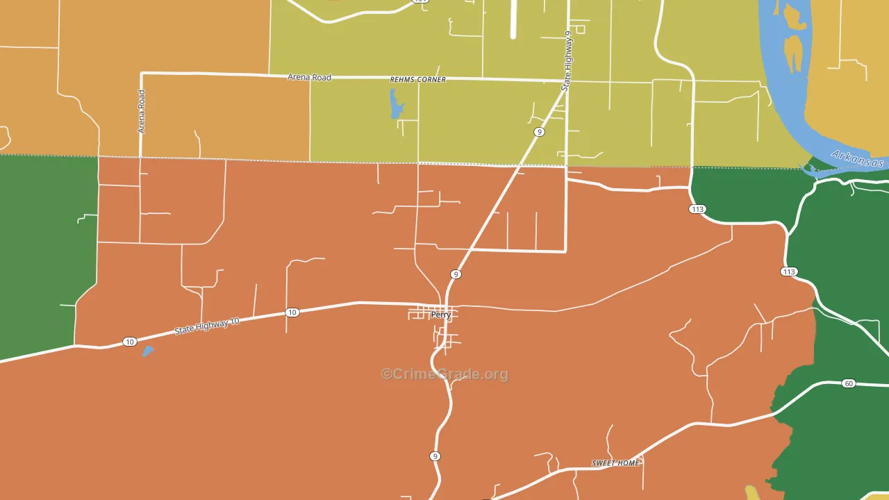 Perry, AR Map of Murder Rates