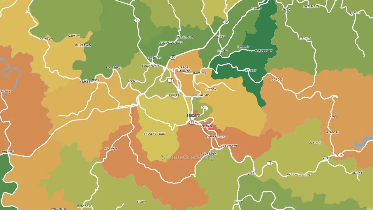 Perry County, KY Map of Murder Rates