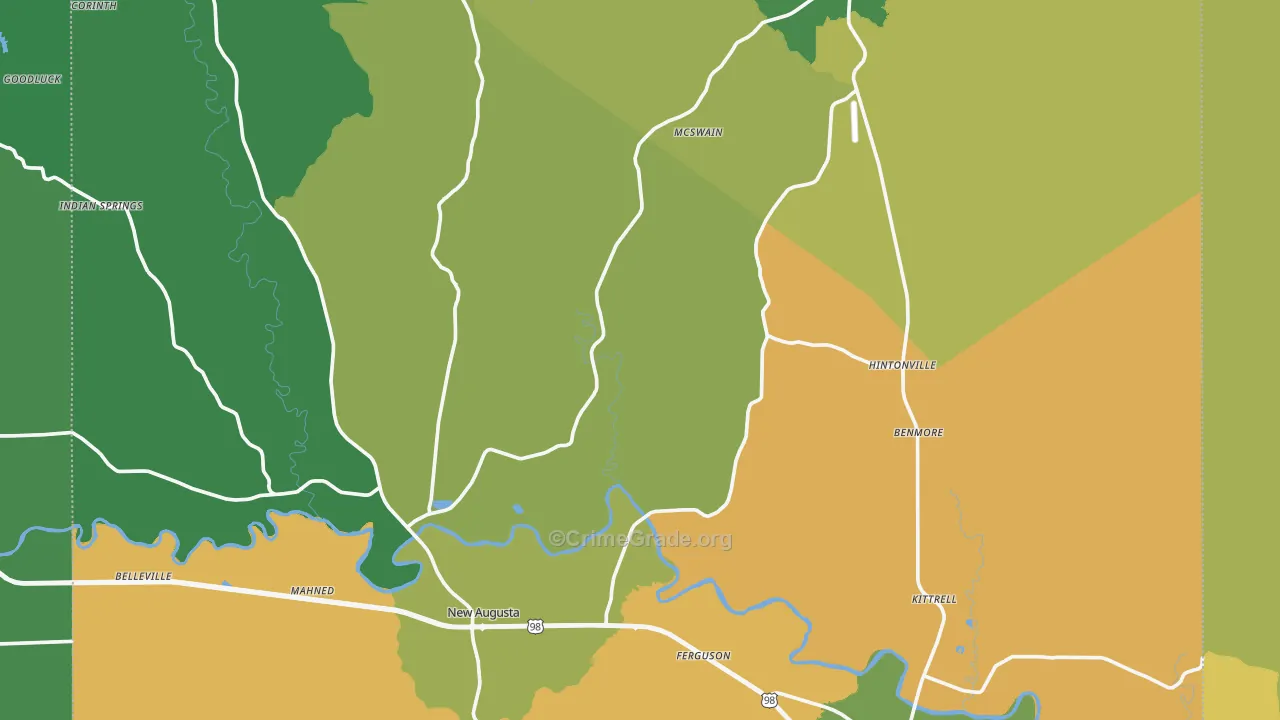 Perry County, MS Map of Murder Rates