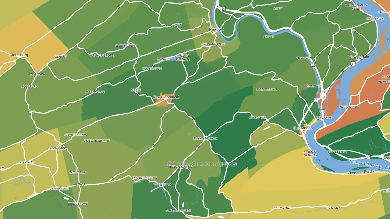 Perry County, PA Map of Murder Rates