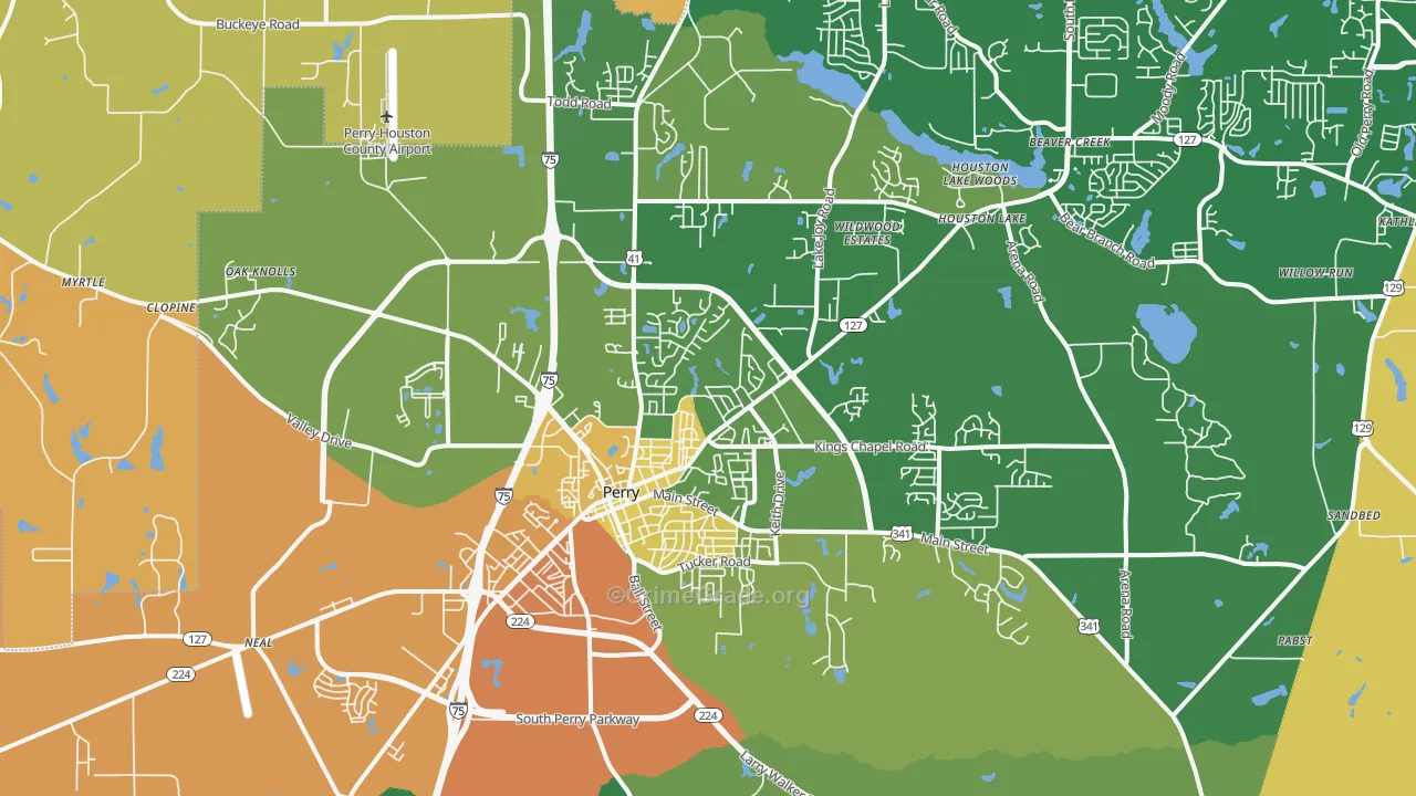 Perry, GA Map of Murder Rates
