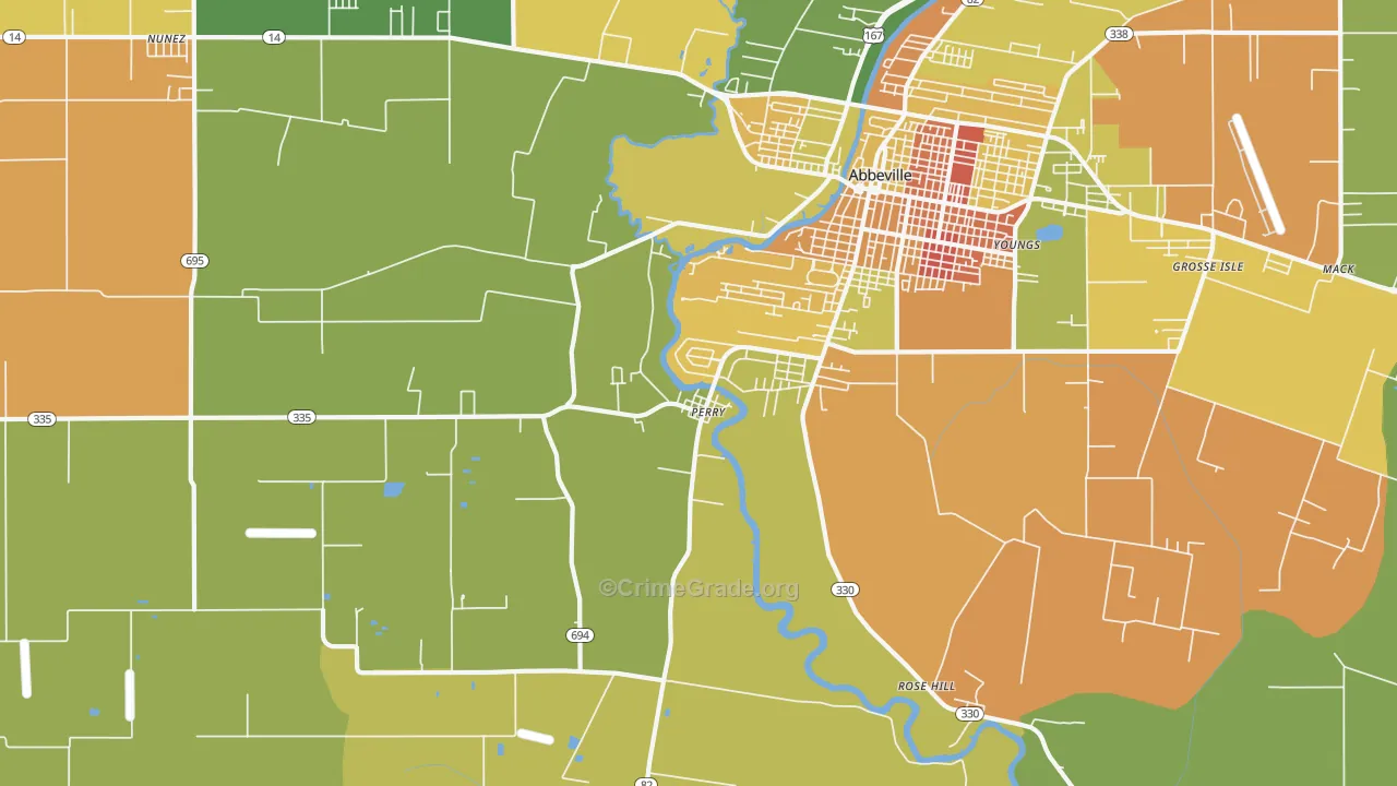 Perry, LA Map of Murder Rates