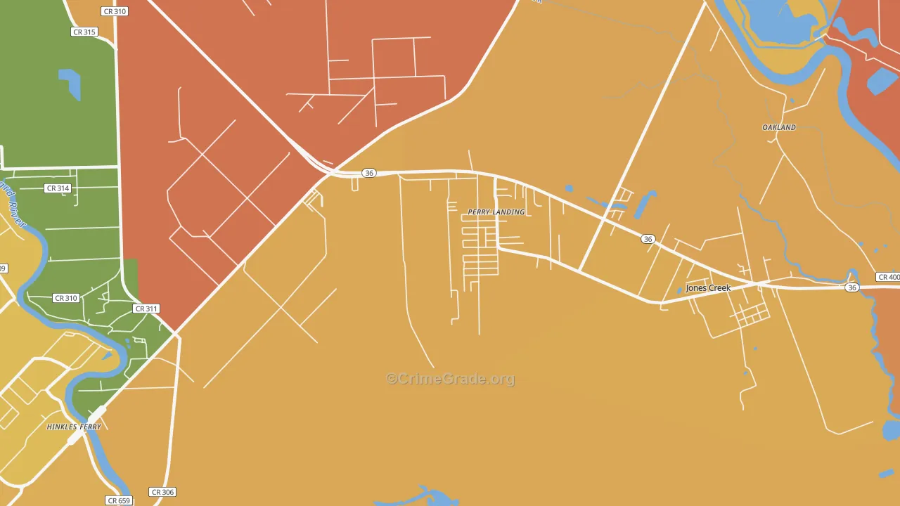 Perry Landing, TX Map of Murder Rates