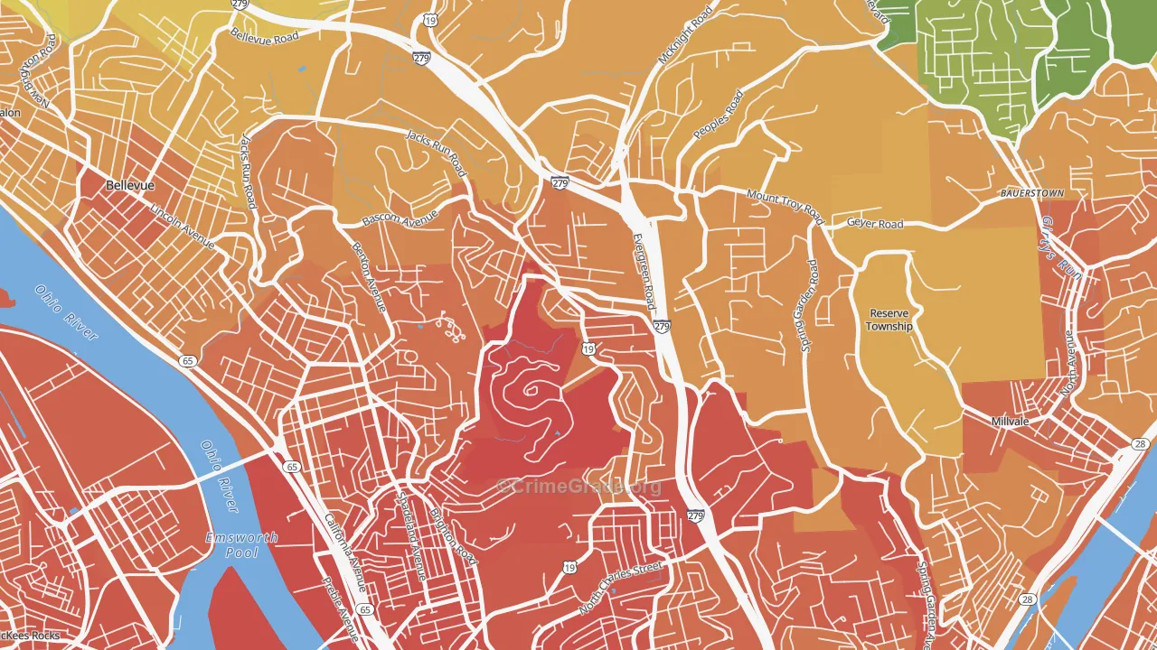 Perry North, Pittsburgh, PA Map of Murder Rates