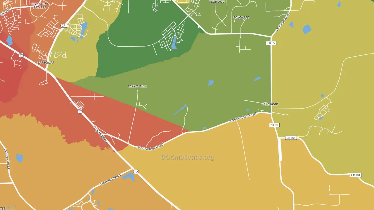 Perrys Mill, AL Map of Murder Rates