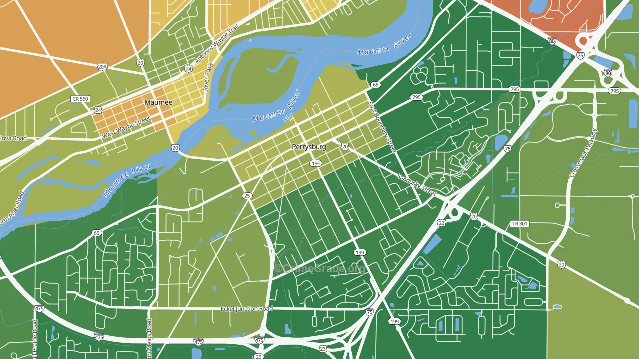 Perrysburg Historic District, Perrysburg, OH Map of Murder Rates