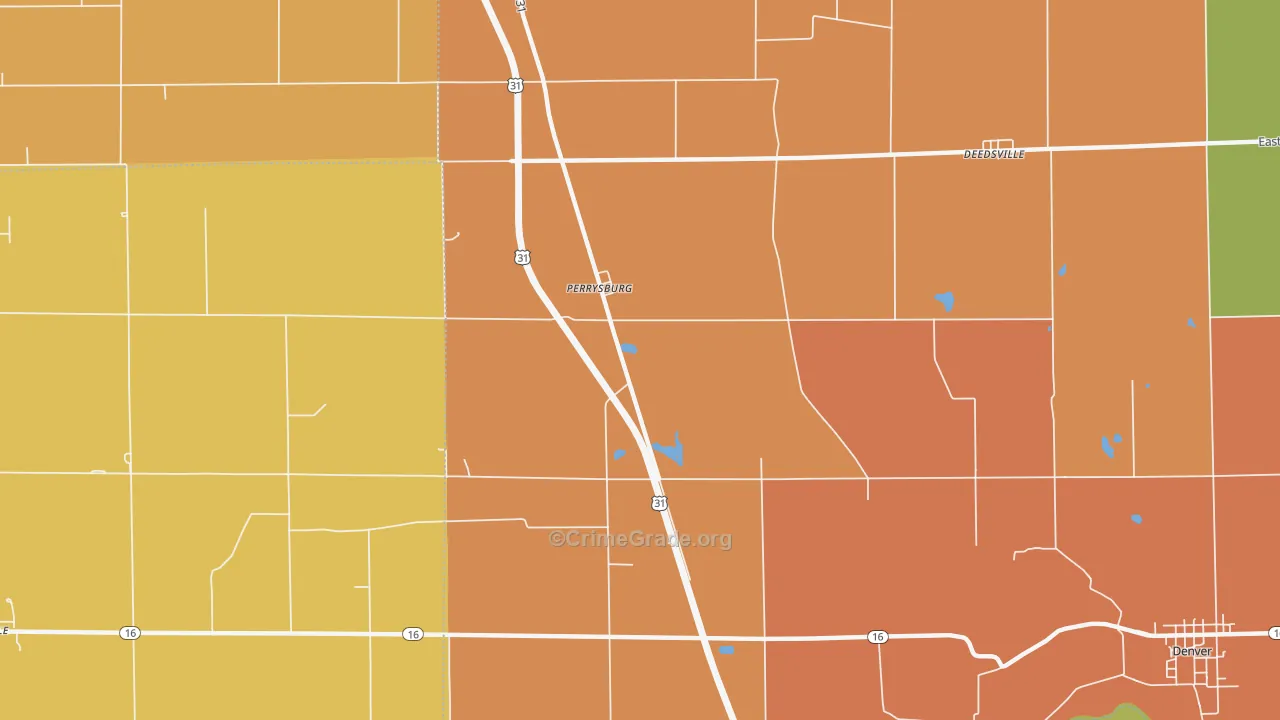 Perrysburg, IN Map of Murder Rates