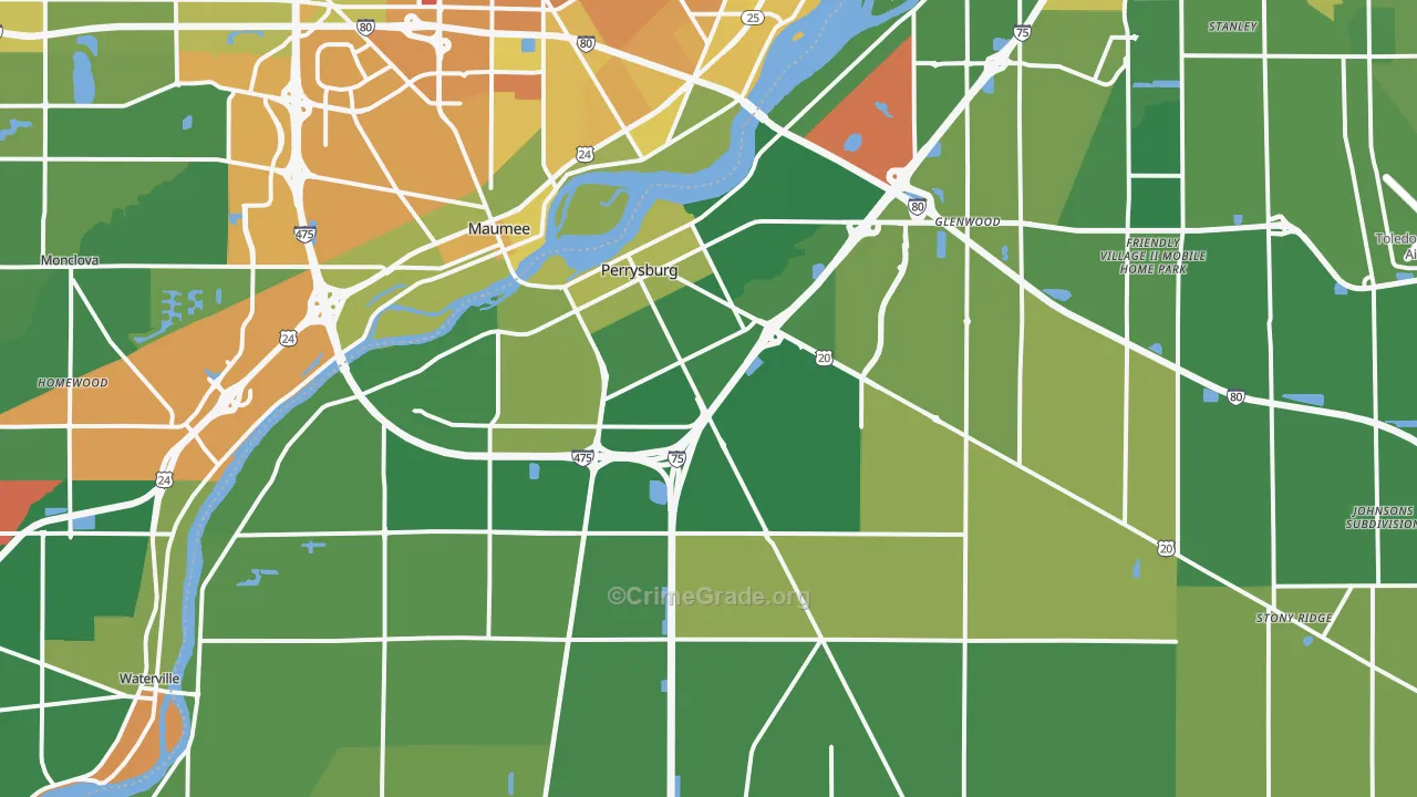 Perrysburg, OH Map of Murder Rates