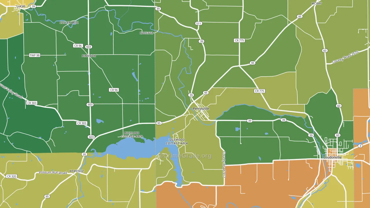 Perrysville, OH Map of Murder Rates