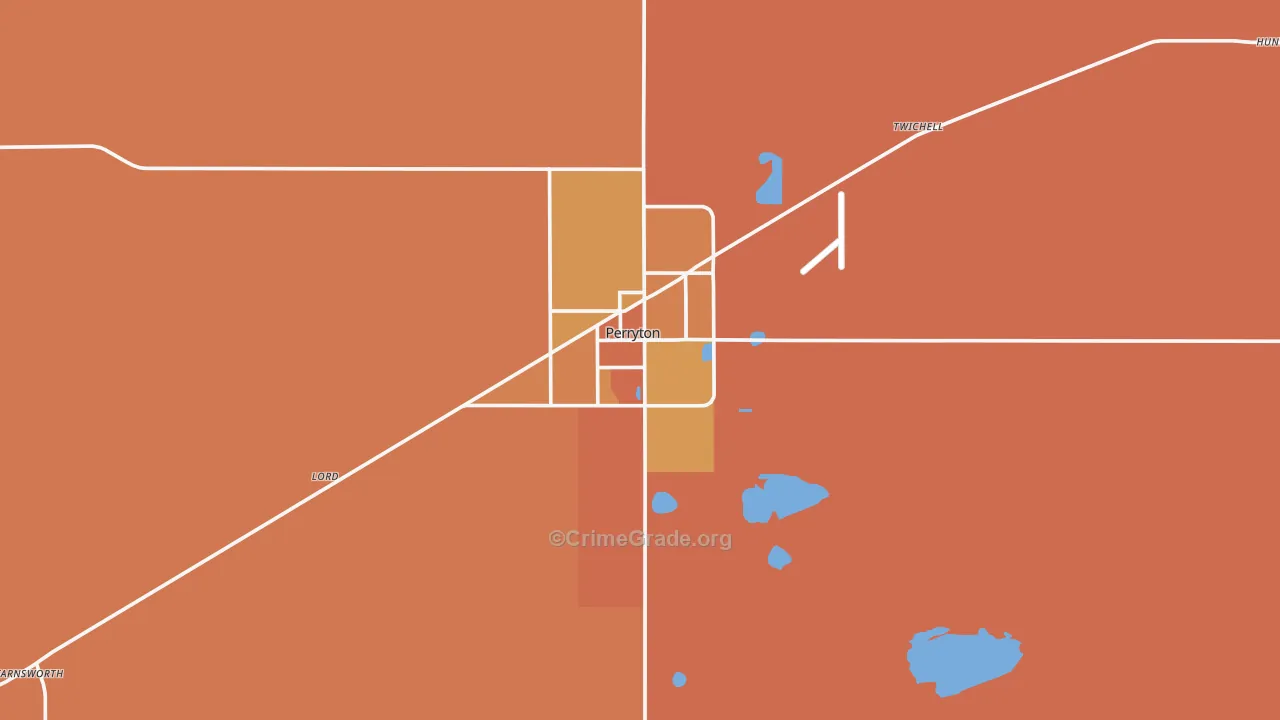 Perryton, TX Map of Murder Rates