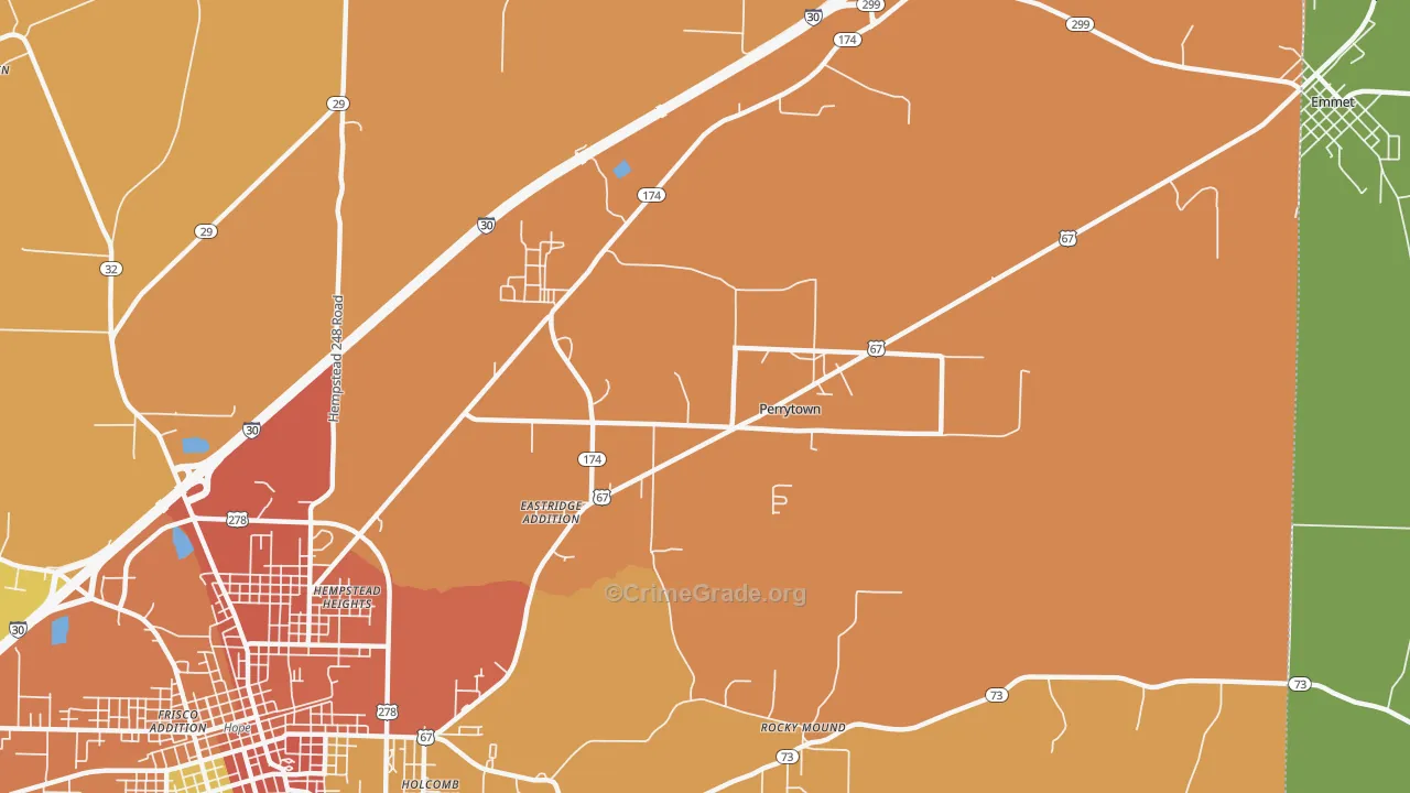 Perrytown, AR Map of Murder Rates
