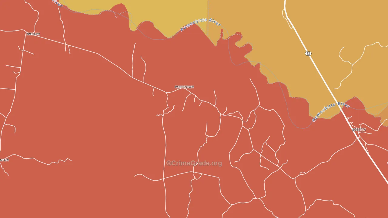 Perrytown, MS Map of Murder Rates