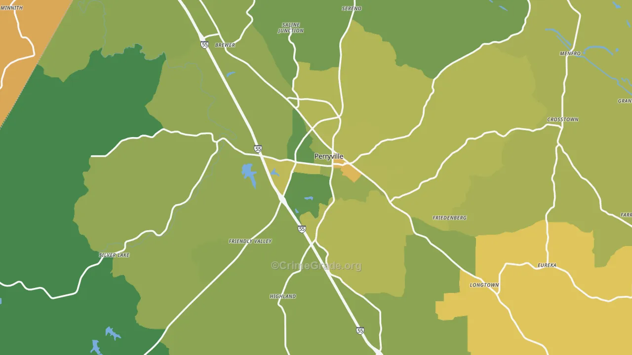 Perryville, MO Map of Murder Rates