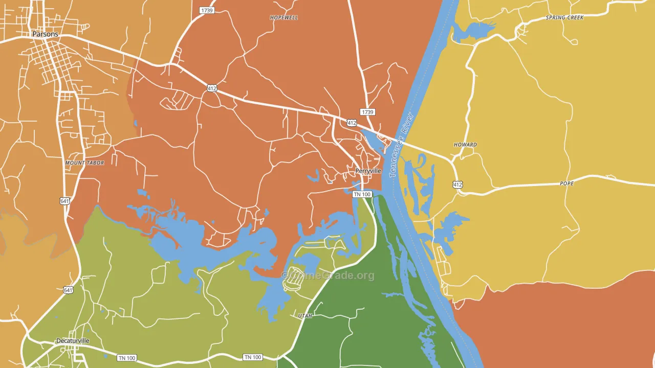 Perryville, TN Map of Murder Rates