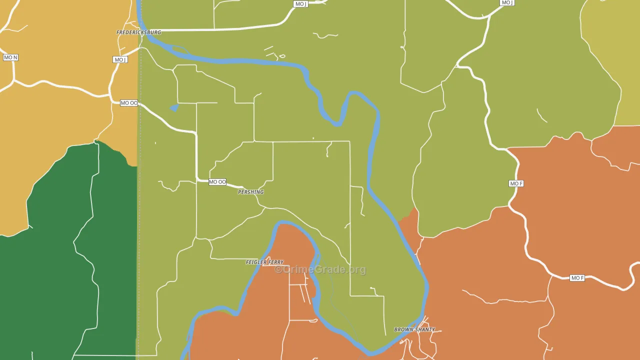 Pershing, MO Map of Murder Rates