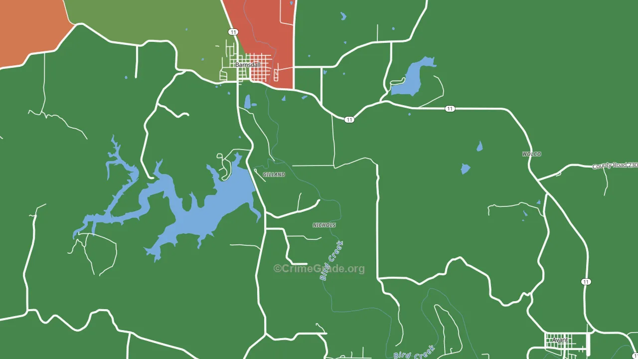Pershing, OK Map of Murder Rates