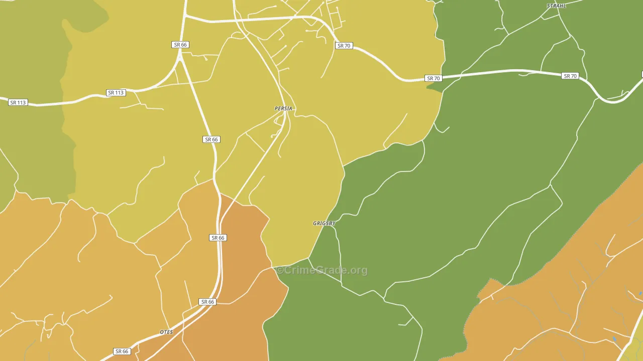 Persia, TN Map of Murder Rates