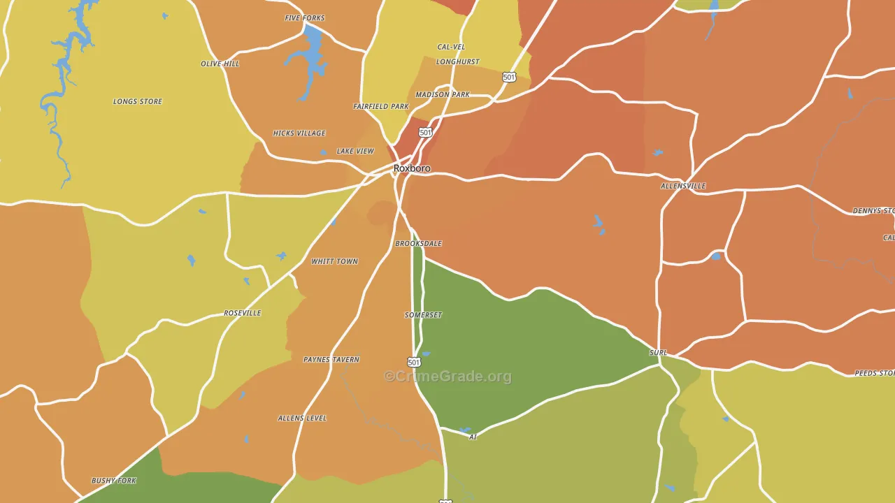 Person County, NC Map of Murder Rates