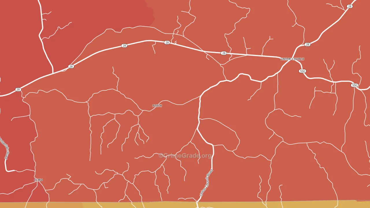 Perth, MS Map of Murder Rates