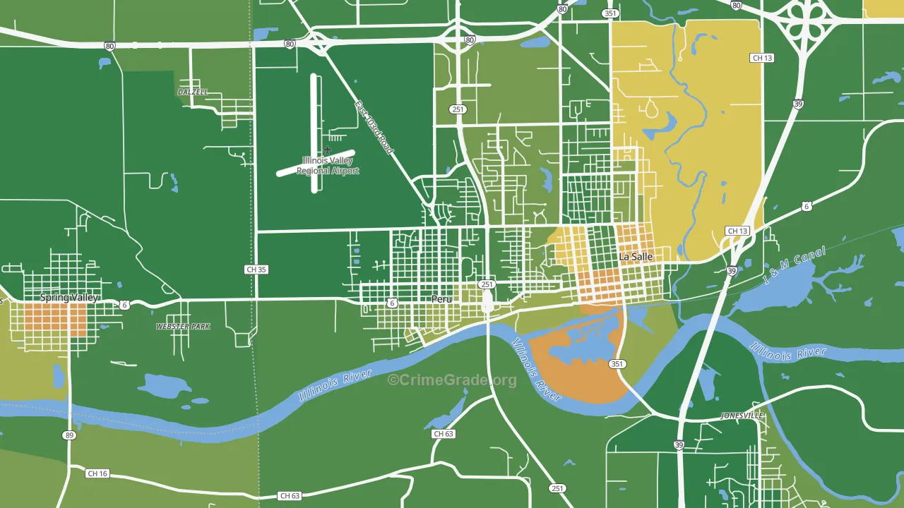 Peru, IL Map of Murder Rates
