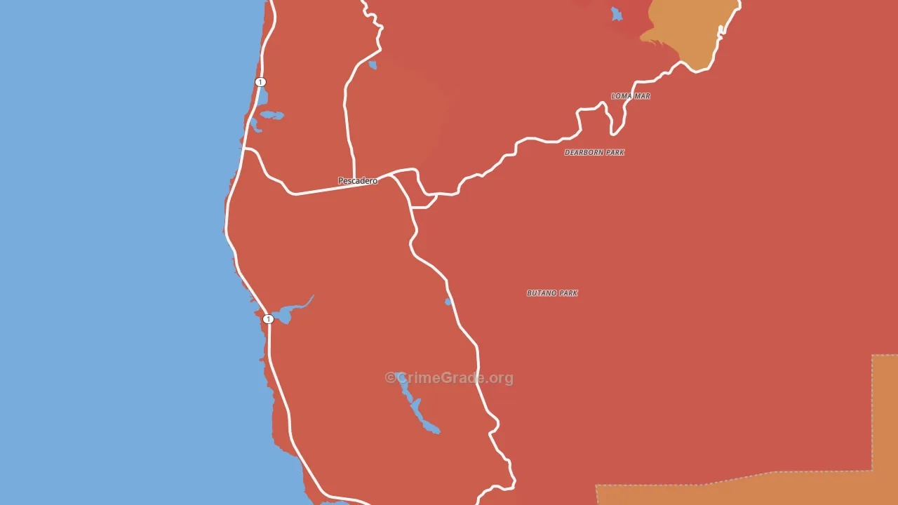 Pescadero, CA Map of Murder Rates