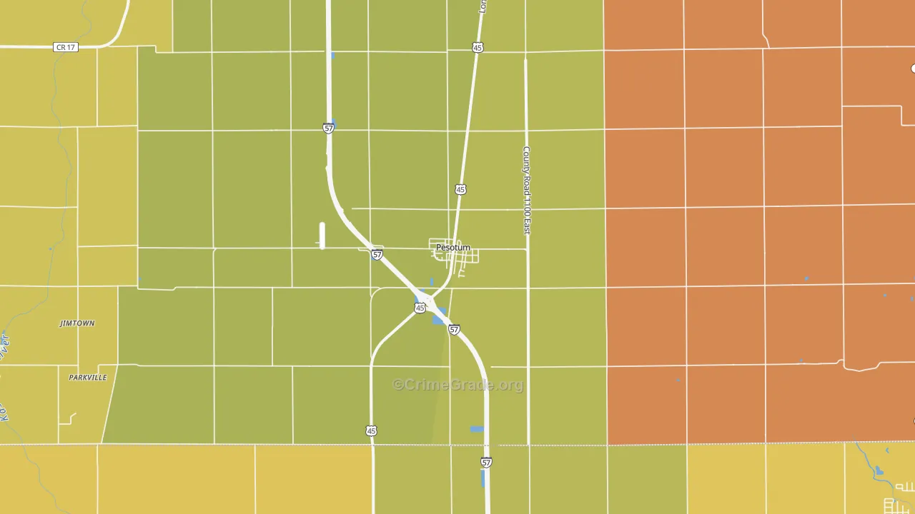 Pesotum, IL Map of Murder Rates